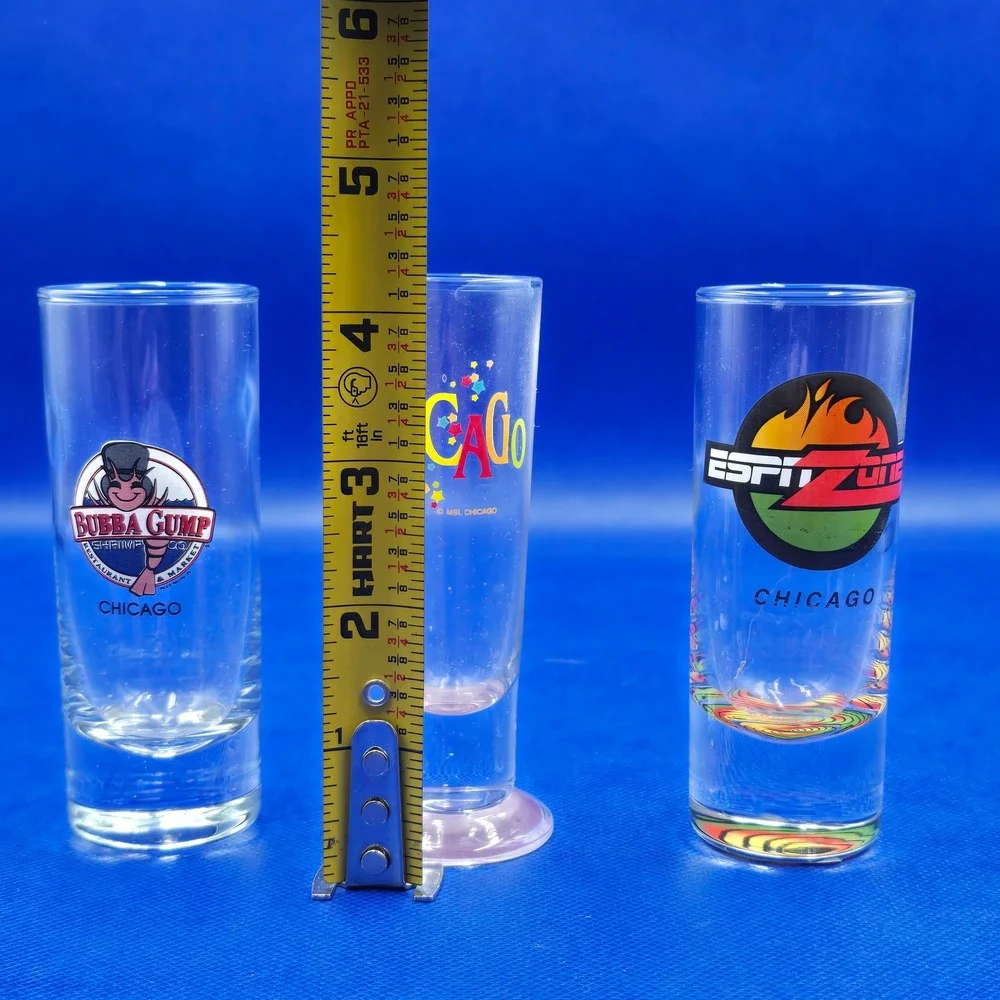 Chicago Souvenir Shot Glass Set Bubba Gump ESPN Zone 3 Piece Collection